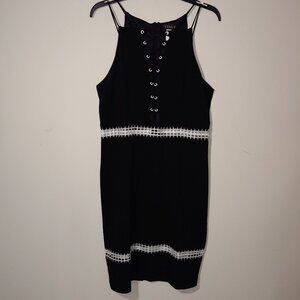 Venus Pencil Cocktail Midi Dress Spaghetti Straps Sleeveless Size 12 Black